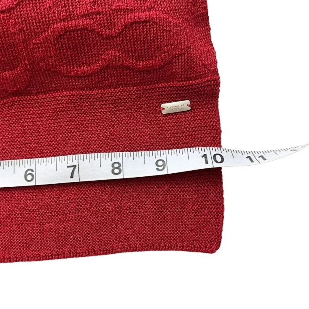 Coach Red Knit Signature C Logo Scarf 72x10‎ Long Winter Wrap Designer F32711